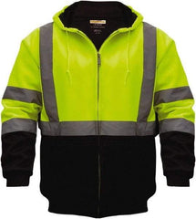 Utility Pro Wear - Size 2XL Cold Weather & High Visibility Sweatshirt - Yellow, Black, Polyester & Teflon, Zipper Closure, 50 to 52" Chest - Benchmark Tooling