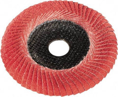 Metabo - P60 Grit, 5" Disc Diam, 7/8" Center Hole, Type 29 Ceramic Flap Disc - 12,200 Max RPM, Fiberglass Backing, Arbor Attaching System, Coated - Benchmark Tooling