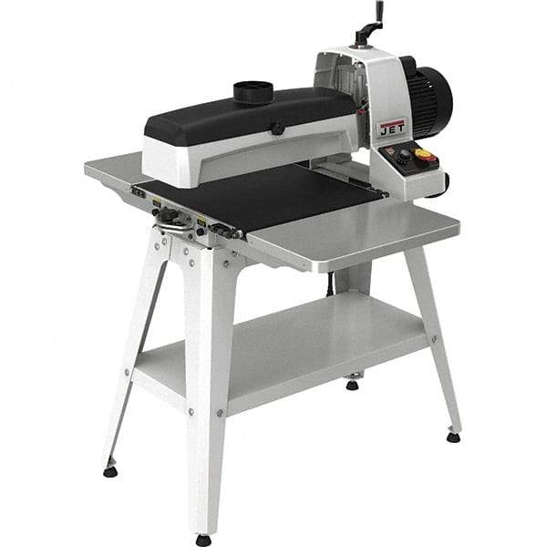 Jet - 5" Diam x 18" Long, Single Phase Floor Drum Sanding Machine - 1/32" Sanding Depth, 1/32 to 3" Thick x 32" Wide Workpiece - Benchmark Tooling