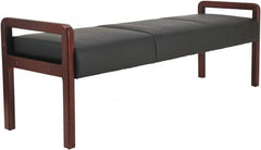 ALERA - Black & Mahogany Leather Reception Lounge - 65-3/4" Wide x 22.88" High - Benchmark Tooling