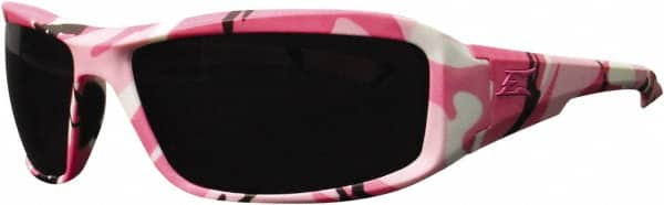 Edge Eyewear - Smoke Lenses, Framed Safety Glasses - Scratch Resistant, Pink Camouflage Nylon Frame, Size Universal, Wrap Around - Benchmark Tooling