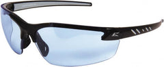 Edge Eyewear - Light Blue Lenses, Frameless Safety Glasses - Anti-Fog, Scratch Resistant, Black Nylon Frame, Size Universal, Wrap Around - Benchmark Tooling