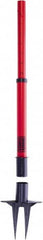 Banner Stakes - 22 to 42" High, 2-3/8" Pole Diam, Stanchion - 9" Base Diam, Removable Spike Nylon Base, Red Plastic Post, For Outdoor Use - Benchmark Tooling