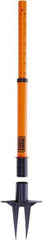 Banner Stakes - 22 to 42" High, 2-3/8" Pole Diam, Stanchion - 9" Base Diam, Removable Spike Nylon Base, Orange Plastic Post, For Outdoor Use - Benchmark Tooling