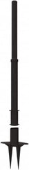 Banner Stakes - 22 to 42" High, 2-3/8" Pole Diam, Stanchion - 9" Base Diam, Removable Spike Nylon Base, Black Plastic Post, For Outdoor Use - Benchmark Tooling