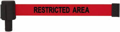 Banner Stakes - 6.61" High x 15' Long x 2-1/2" Wide Retractable Barrier Belt - Plastic & Polyester, Matte Finish, Red, Use with Banner Stakes Plus Stanchion, Banner Stakes Plus Base - Benchmark Tooling