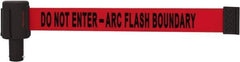 Banner Stakes - 6.61" High x 15' Long x 2-1/2" Wide Retractable Barrier Belt - Plastic & Polyester, Matte Finish, Red, Use with Banner Stakes Plus Stanchion, Banner Stakes Plus Base - Benchmark Tooling