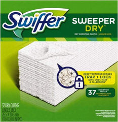 Swiffer - 8" Long x 10.4" Wide Microfiber Dust Mop Pad - Snap-On, White, Rectangular Head - Benchmark Tooling