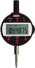 SPI - 0 to 1/2" Range, 0.00005" Graduation, Electronic Drop Indicator - Flat & Center Lug Back, Accurate to 0.00016", English & Metric System, LCD Display - Benchmark Tooling
