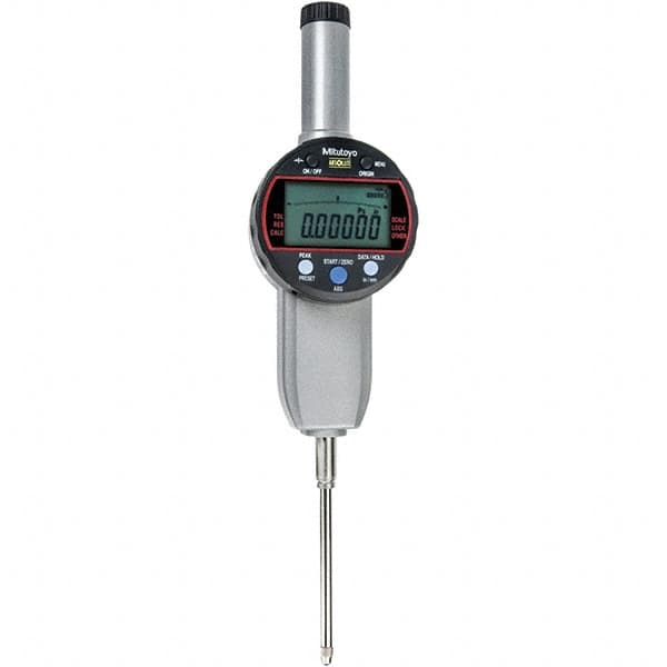 Mitutoyo - 0 to 2" Range, 0.001mm Graduation, Electronic Drop Indicator - Flat Back, Accurate to 0.00025", Inch & Metric System, LCD Display - Benchmark Tooling
