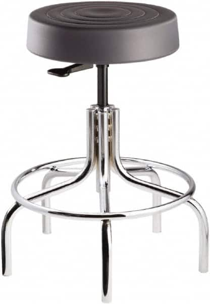 Bevco - 14 Inch Wide x 14-1/2 Inch Deep x 25 Inch High, Tubular Chrome Base, Adjustable Height Swivel Stool - Polyurethane Seat, Graphite - Benchmark Tooling