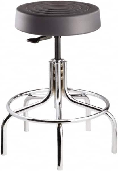 Bevco - 14 Inch Wide x 14-1/2 Inch Deep x 30 Inch High, Tubular Chrome Base, Adjustable Height Swivel Stool - Polyurethane Seat, Graphite - Benchmark Tooling