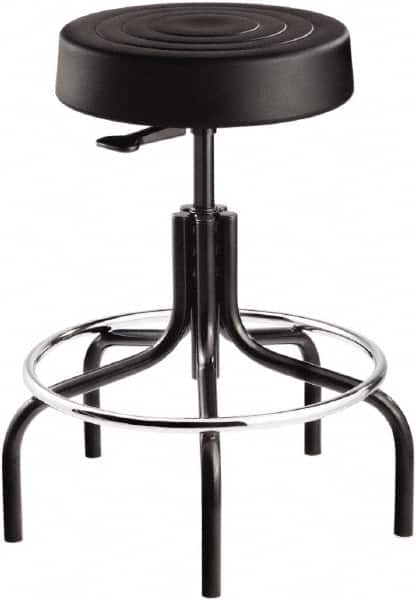 Bevco - 14 Inch Wide x 14-1/2 Inch Deep x 30 Inch High, Tubular Steel Base, Adjustable Height Swivel Stool - Polyurethane Seat, Black - Benchmark Tooling