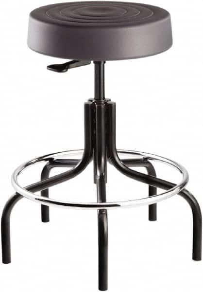 Bevco - 14 Inch Wide x 14-1/2 Inch Deep x 30 Inch High, Tubular Steel Base, Adjustable Height Swivel Stool - Polyurethane Seat, Graphite - Benchmark Tooling