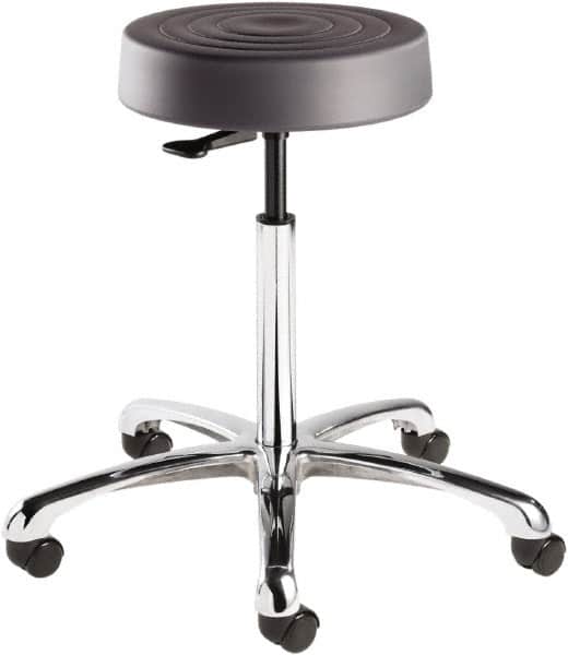 Bevco - 14 Inch Wide x 14-1/2 Inch Deep x 33 Inch High, Polished Aluminum Base, Adjustable Height Swivel Stool - Polyurethane Seat, Graphite - Benchmark Tooling