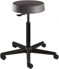 Bevco - 14 Inch Wide x 14-1/2 Inch Deep x 34 Inch High, Reinforced Black Nylon Base, Adjustable Height Swivel Stool - Polyurethane Seat, Graphite - Benchmark Tooling