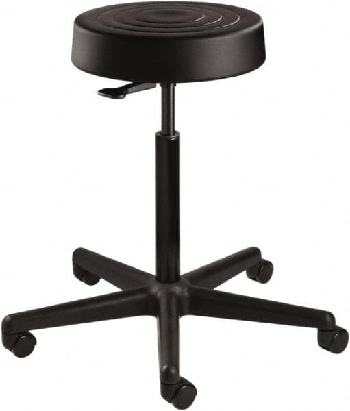 Bevco - 14 Inch Wide x 14-1/2 Inch Deep x 34 Inch High, Reinforced Black Nylon Base, Adjustable Height Swivel Stool - Polyurethane Seat, Black - Benchmark Tooling