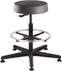 Bevco - 14 Inch Wide x 14-1/2 Inch Deep x 28-1/4 Inch High, Reinforced Black Nylon Base, Adjustable Height Swivel Stool - Polyurethane Seat, Graphite - Benchmark Tooling