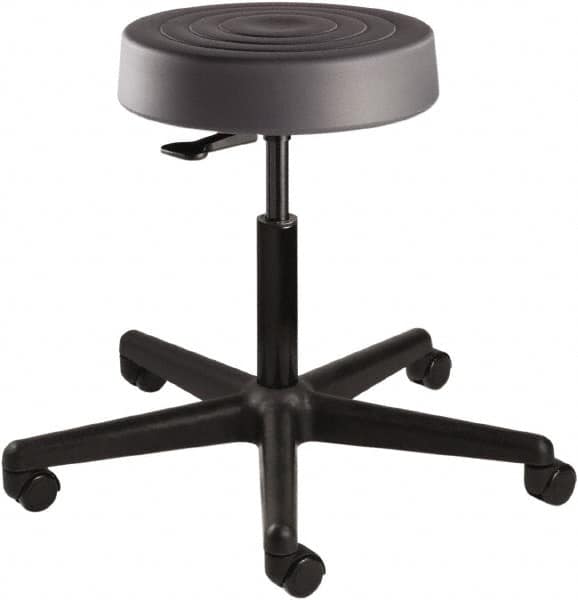 Bevco - 14 Inch Wide x 14-1/2 Inch Deep x 22-1/2 Inch High, Reinforced Black Nylon Base, Adjustable Height Swivel Stool - Polyurethane Seat, Graphite - Benchmark Tooling