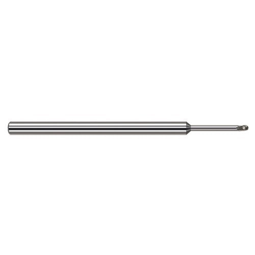 ‎1/64″ Dia. × 1/8″ Shank × 0.022″ DOC × 2-1/2″ OAL, Carbide Uncoated, Stub , 3 Flute, Ballnose End Mill - Exact Industrial Supply