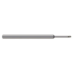‎1/64″ Dia. × 1/8″ Shank × 0.022″ DOC × 2-1/2″ OAL, Carbide Uncoated, Stub , 3 Flute, Ballnose End Mill - Exact Industrial Supply