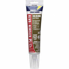 White Lightning - 5.3 oz Tube Clear Silicone Sealant - -80 to 450°F Operating Temp, 30 min Tack Free Dry Time, 24 hr Full Cure Time - Benchmark Tooling