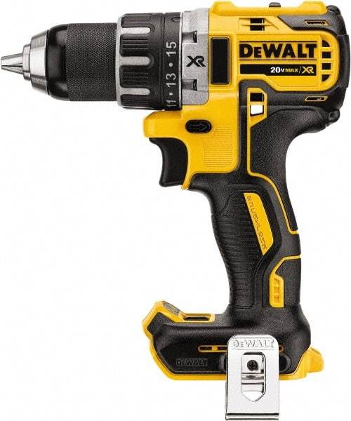 DeWALT - 20 Volt 1/2" Chuck Mid-Handle Cordless Drill - 0-500 & 0-2000 RPM, Keyless Chuck, Reversible, Lithium-Ion Batteries Not Included - Benchmark Tooling