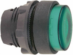 Schneider Electric - 22mm Mount Hole, Extended Straight, Pushbutton Switch Only - Round, Green Pushbutton, Illuminated, Momentary (MO) - Benchmark Tooling