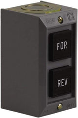 Schneider Electric - 2 Operator, Projecting Pushbutton Control Station - Forward, Reverse (Legend), Momentary Switch, 2NO Contact, NEMA 1 - Benchmark Tooling