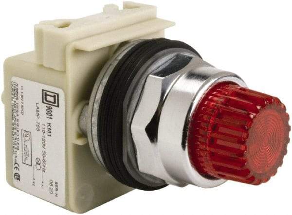 Schneider Electric - 1.18 Inch Mount Hole, Extended Straight, Pushbutton Switch Only - Round, Red Pushbutton, Illuminated, Momentary (MO), Weatherproof, Dust and Oil Resistant - Benchmark Tooling