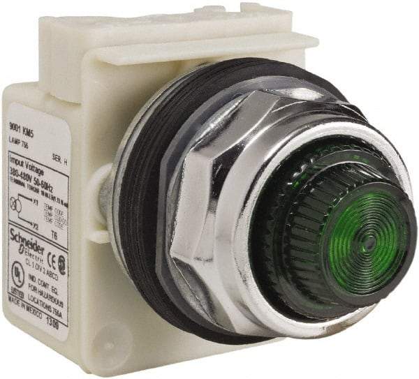 Schneider Electric - 480 VAC Green Lens Indicating Light - Screw Clamp Connector - Benchmark Tooling