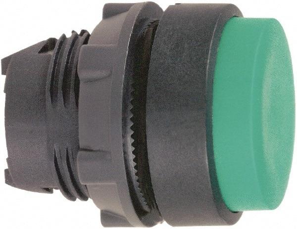 Schneider Electric - 22mm Mount Hole, Extended Straight, Pushbutton Switch Only - Round, Green Pushbutton, Nonilluminated, Momentary (MO) - Benchmark Tooling