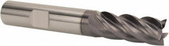 SGS - 1" Diam, Variable Pitch, 1-1/2" LOC, 5 Flute Solid Carbide Roughing Square End Mill - AlTiN Finish, 4" OAL, 1" Shank Diam, Single End, 37° Helix - Benchmark Tooling