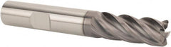 SGS - 12mm Diam, Variable Pitch, 26mm LOC, 5 Flute Solid Carbide 1mm Corner Radius Roughing End Mill - AlTiN Finish, 83mm OAL, 12mm Shank Diam, Single End, 37° Helix - Benchmark Tooling