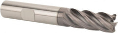 SGS - 1/2" Diam, Variable Pitch, 1-1/4" LOC, 5 Flute Solid Carbide 0.03" Corner Radius Roughing End Mill - AlTiN Finish, 3-1/4" OAL, 1/2" Shank Diam, Single End, 37° Helix - Benchmark Tooling