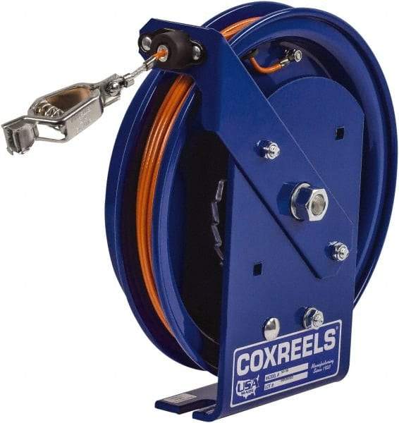 CoxReels - 5/32 Inch x 50 Ft. Stranded Cable Grounding Reel - Spring Driven Reel, Galvanized Steel Cable - Benchmark Tooling