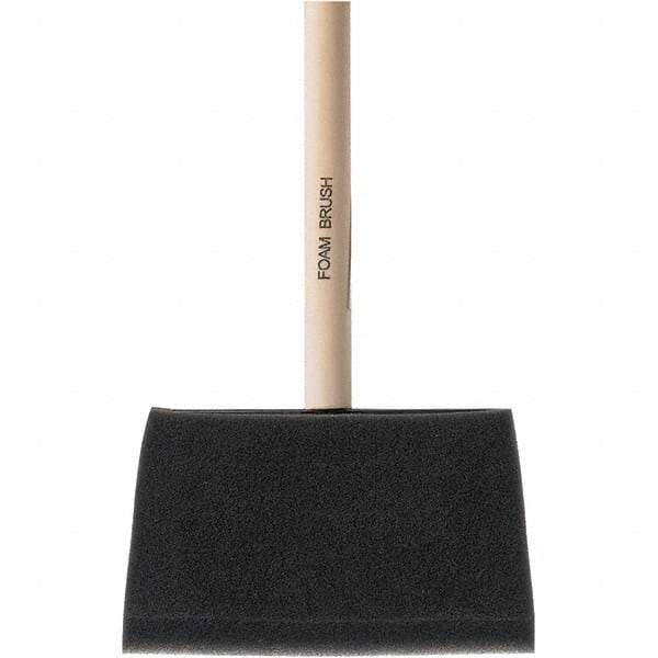 Rubberset - 4" Flat Foam Foam Paint Brush - Wood Pole-Mount Handle - Benchmark Tooling