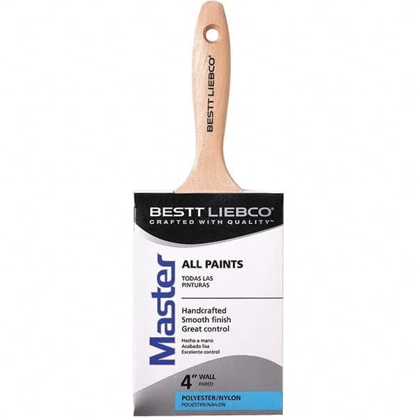 Bestt-Liebco - 4" Flat Nylon/Polyester Trim Brush - Wood Beavertail Handle - Benchmark Tooling