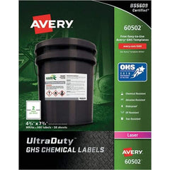 AVERY - 7-3/4" Long, White Paper Laboratory Label - For Laser Printers - Benchmark Tooling