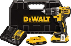 DeWALT - 20 Volt 1/2" Chuck Mid-Handle Cordless Drill - 0-500 & 0-2000 RPM, Keyless Chuck, Reversible, 2 Lithium-Ion Batteries Included - Benchmark Tooling