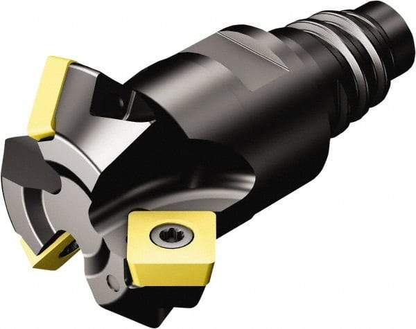 Sandvik Coromant - 25.5mm Cut Diam, 24.2mm Arbor Hole, 5.47mm Max Depth of Cut, 45° Indexable Chamfer & Angle Face Mill - 4 Inserts, 495-09T3M-XL Insert, Right Hand Cut, Through Coolant, Series CoroMill 495 - Benchmark Tooling
