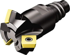Sandvik Coromant - 25.5mm Cut Diam, 24.2mm Arbor Hole, 5.47mm Max Depth of Cut, 45° Indexable Chamfer & Angle Face Mill - 4 Inserts, 495-09T3M-XL Insert, Right Hand Cut, Through Coolant, Series CoroMill 495 - Benchmark Tooling