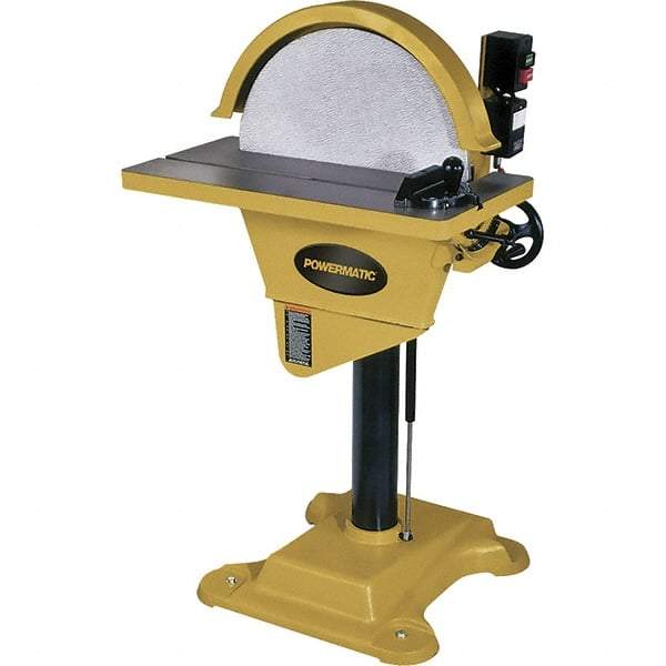 Jet - 20" Diam, 1,720 RPM, Single Phase Disc Sanding Machines - 10-1/2" Long Table x 27-1/2" Table Width, - Benchmark Tooling