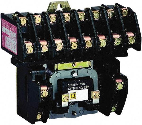 Square D - No Enclosure, 10 Pole, Electrically Held Lighting Contactor - 20 A (Tungsten), 30 A (Fluorescent), 277 VAC at 60 Hz, 10NO Contact Configuration - Benchmark Tooling