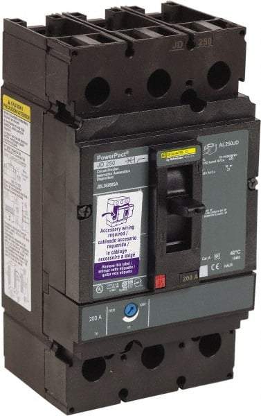 Square D - 200 Amp, 600 VAC, 3 Pole, Panel Mount Molded Case Circuit Breaker - Thermal Magnetic Trip, Multiple Breaking Capacity Ratings, 87.4mm Deep x 191mm High x 104.7mm Wide - Benchmark Tooling