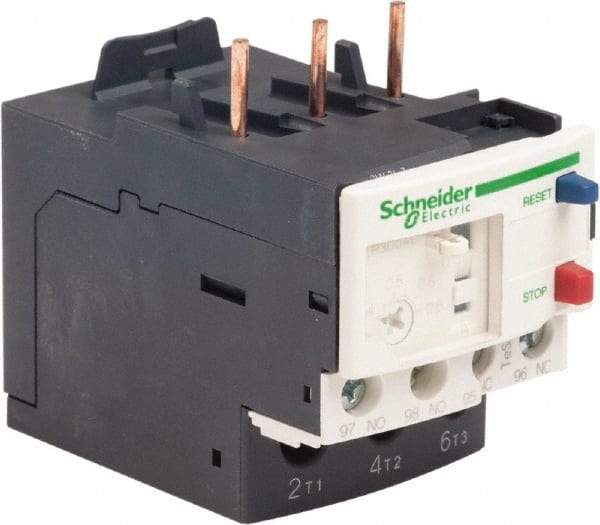 Schneider Electric - 3 Pole, NEMA Size 00-1, 0.4 to 0.63 Amp, 690 VAC, Thermal NEMA Overload Relay - Trip Class 20, For Use with LC1D09, LC1D12, LC1D18, LC1D25, LC1D32 and LC1D38 - Benchmark Tooling