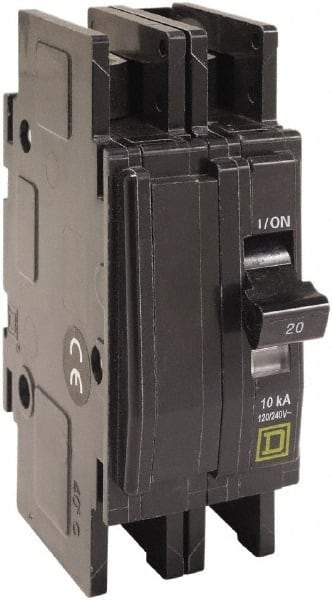 Square D - 30 Amp, 120/240 VAC, 2 Pole, DIN Rail Mounted, Flush Mount, Surface Mount Miniature Circuit Breaker - Thermal Magnetic Trip, 10 kA at 120/240 VAC Breaking Capacity, 14-2 (Aluminum), 14-2 (Copper) AWG, 74mm Deep x 103mm High x 19mm Wide - Benchmark Tooling