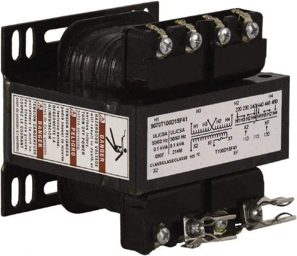 Square D - 100 VA, Top Mount Fuse Block Control Transformer - 50/60 Hz, 3.34 Inch Deep x 2.89 Inch High - Benchmark Tooling