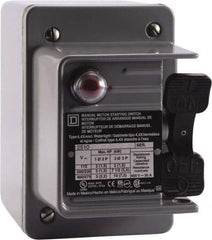 Square D - 2 Poles, 30 Amp, NEMA, Enclosed Toggle Manual Motor Starter - 1 hp at 90 VDC, 1-1/2 hp at 230 VDC, 2 hp at 115 VAC, 2 hp at 115 VDC, 2 hp at 230 VAC, 3 hp at 460 VAC & 3 hp at 575 VAC, CE, CSA, NEMA 4 & UL Listed - Benchmark Tooling