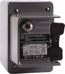 Square D - 3 Poles, 30 Amp, NEMA, Enclosed Toggle Manual Motor Starter - 1 hp at 90 VDC, 10 hp at 460 VAC, 10 hp at 575 VAC, 1-1/2 hp at 230 VDC, 2 hp at 115 VAC, 2 hp at 115 VDC & 7-1/2 hp at 230 VAC, CE, CSA, NEMA 4 & UL Listed - Benchmark Tooling
